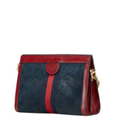 グッチ オフィディア 斜め掛け チェーン ショルダーバッグ 503877 ネイビー レッド レザー スエード レディース GUCCI 【中古】